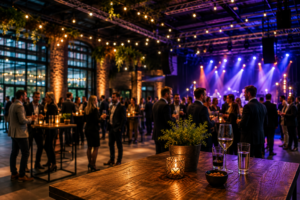 Moderne Firmenfeier mit Mitarbeitern bei Corporate Event